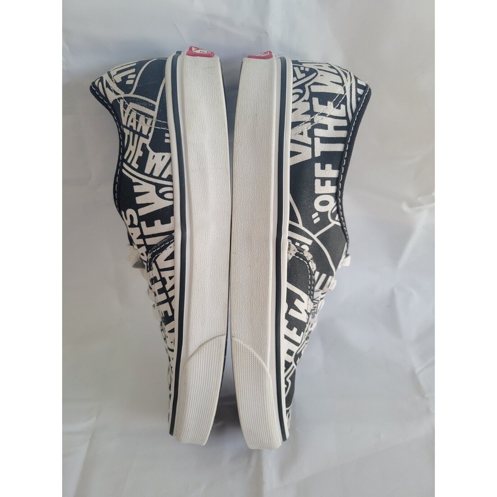 Vans Off The Wall Women 7 Men 5.5 Logo All Over Print Shoes 721356 Black White - Picture 10 of 11